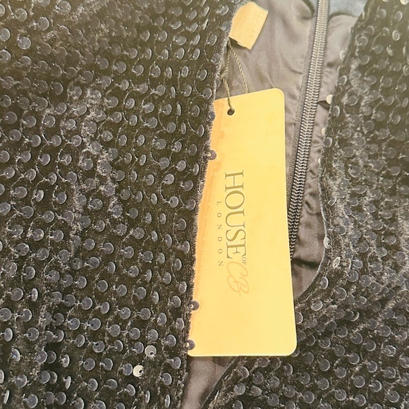 House of CB Navy Sequinned Long Sleeve Dress XS - Picture 15 of 16